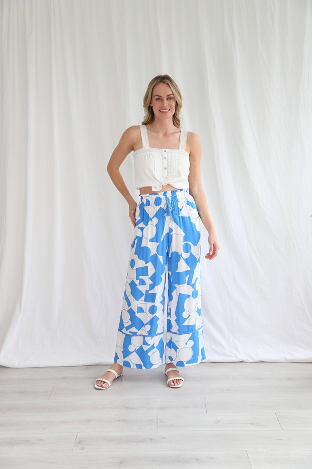 Shareen  Collections Palazzo Pants - Blue Abstract