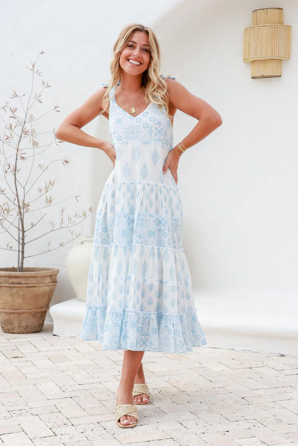 Alba Cotton Blue Midi Dress Joopy & Gypsy