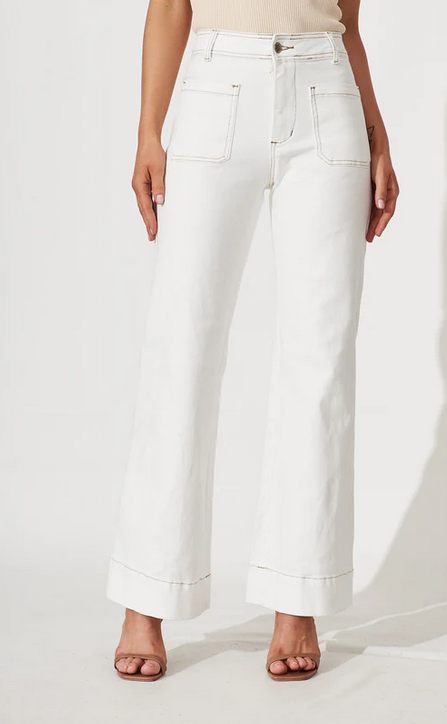 Front Pocket Jeans - White