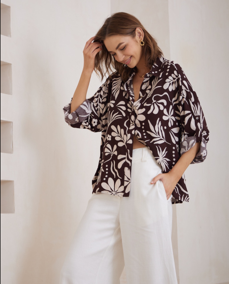 Rock Shirt Brown Iris Maxi