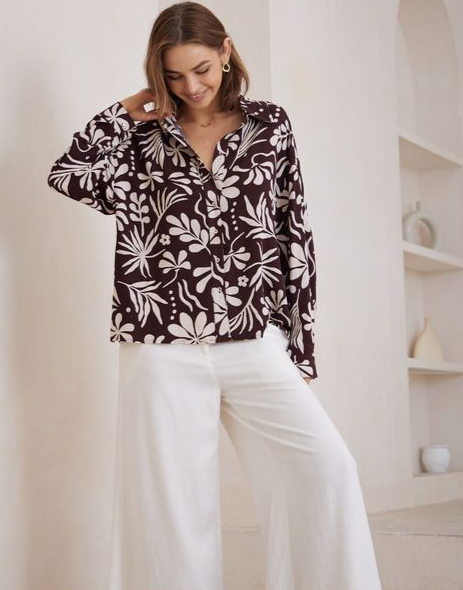 Rock Shirt Brown Iris Maxi