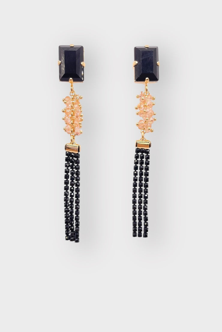 Julie Sion Shine Long Earrings - Black
