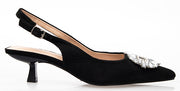 Woo Black Sling Back Kitten Heel - Alfie and Evie