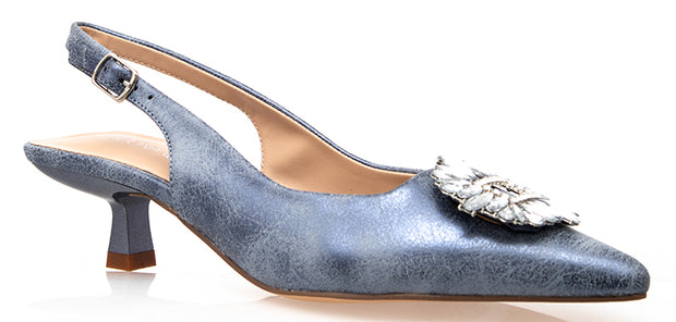 Woo Night Metallic Sling Back Kitten Heel - Alfie and Evie