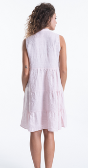 Embroidered Linen Dress - Sky