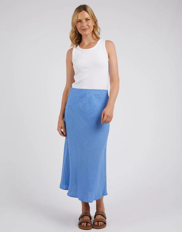 Eleni Skirt A line linen midi skirt Cerulean Blue Elm Lifestyle