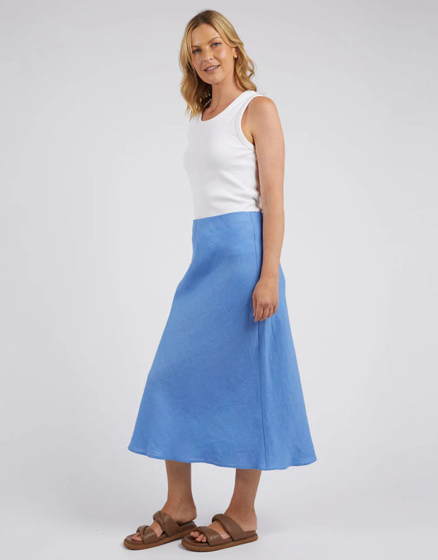 Eleni Skirt A line linen midi skirt Cerulean Blue Elm Lifestyle