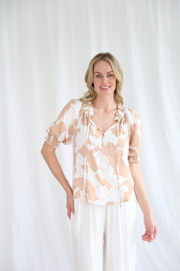Shelly Top - Abstract Beige