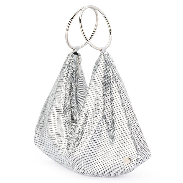 Olga Berg Shar Mesh Convertible Bag - Silver