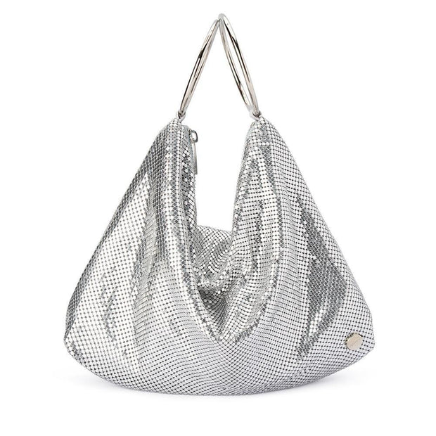 Olga Berg Shar Mesh Convertible Bag - Silver