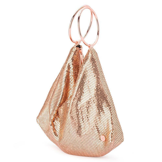 Olga Berg Shar Mesh Convertible Bag -  Rose Gold